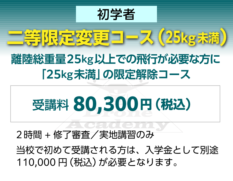 ［二等限定変更コース（25kg未満）（初学者）］