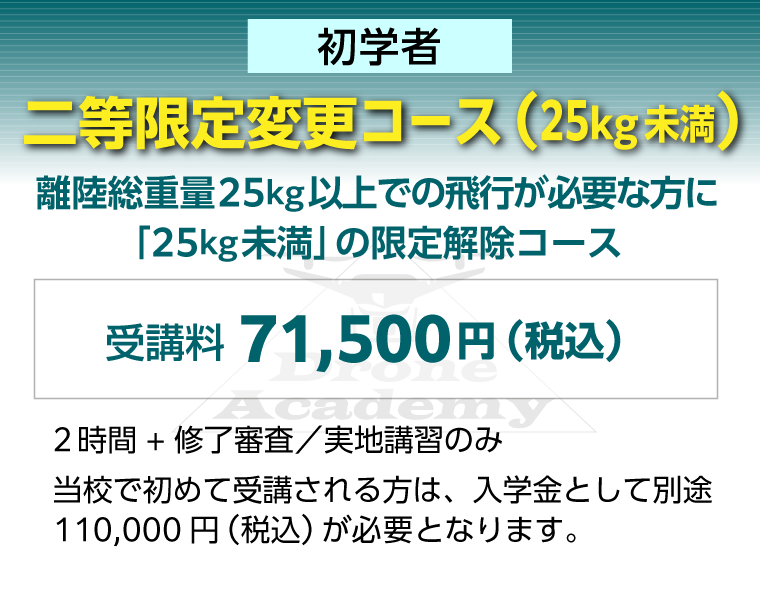 ［二等限定変更コース（25kg未満）（初学者）］